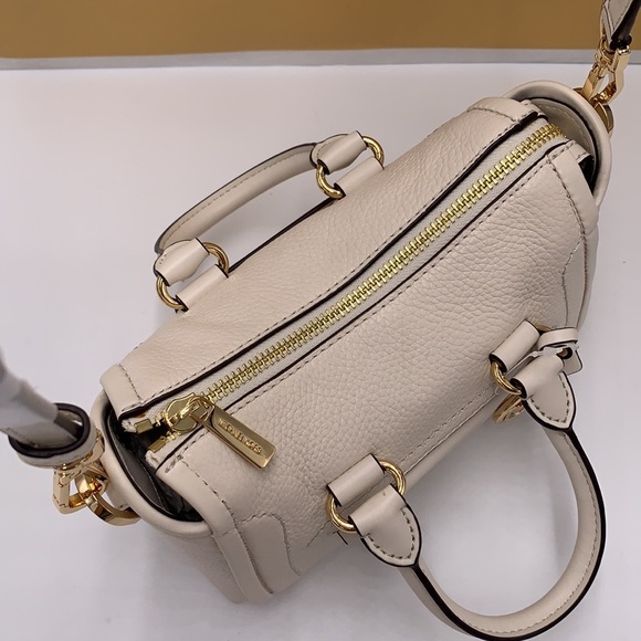Michael Kors Carine Extra-Small Pebbled Leather Satchel Crossbody Light Cream - Picture 8 of 16